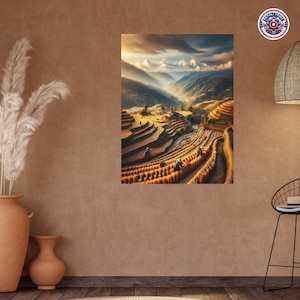 Nepal Harvest Season Wall Matte Canvas, Rural Landscape Art, Nepali Home Decor, Nepal Wall Art Canvas, Nepal Travel Art, Nepalese Decor