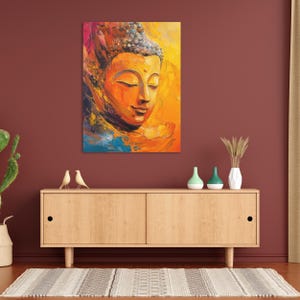 Abstract Buddha Canvas Wall Art: Modern Zen Decor
