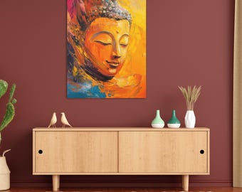 Abstract Buddha Canvas Wall Art: Modern Zen Decor