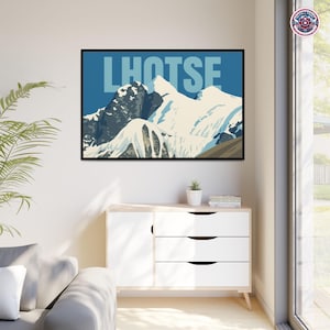 Lhotse Berg Wandkunst, Lhotse gerahmte Leinwand, Nepal Berg Leinwand, Nepal Wanddekor, Berglandschaft Druck, Trekking Wanddekor