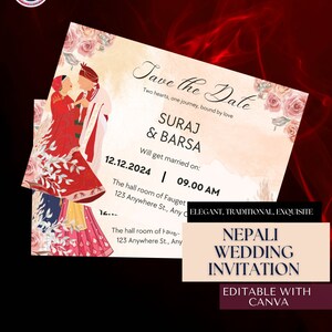 Nepali Design Wedding Invitation Card, Customizable Digital Design, Nepali Design Invitation Card, Wedding Invitation, Nepali Cards, Wedding
