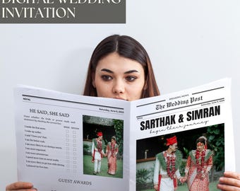 Newspaper Style Wedding Invitation: Nepali & English (Digital)