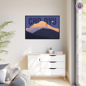 Cho Oyu Kunst Leinwand, Cho Oyu gerahmte Leinwand, Nepal Berg Landschaft, Nepal Wanddekoration, Berglandschaft, Trekking Wanddekoration