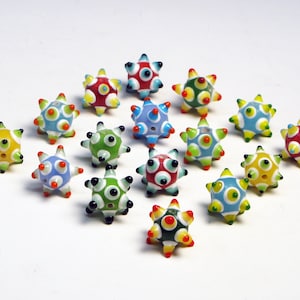 Colors of the Rainbow Lampwork Handmade Glass Beads Set of 16 Assorted