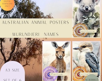 Australian Animal Prints | Aussie Native Animals | Kangaroo | Koala | Kookaburra | Aboriginal | Indigenous | First Nations | Classroom Decor