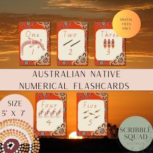Native Animal Flashcards | Number Cards | Australian Prints | Indigenous | First Nations | Kangaroo | Numerical | Aussie | Aboriginal Symbol