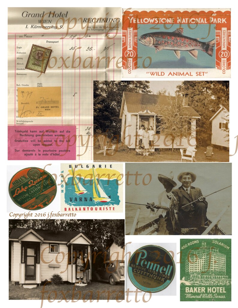 Tourist Cabins At The Lake Digital Collage Sheet Etsy