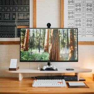 Oval Wood Monitor Stand. Wooden Monitor Stand. Laptop Stand. Monitor Riser. Desk Accessories. Speaker Stand. Desk Shelf.