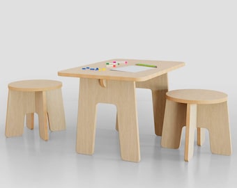 Mesa y sillas para niños. Mesa de juego para niños. Muebles Montessori. Taburete Montessori. Conjunto de mesa y sillas para niños. Mesa de destete. Soporte de madera para plantas.
