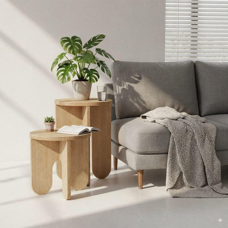 Mini Wooden Stool. Modern Side Table. Indoor Plant Stand. Small Side Table. Modern Plant Stand. End Table. Laptop Table. Bedside Table. image 2
