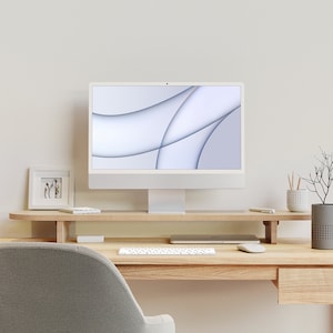 Oval Wood Monitor Stand. Wooden Monitor Stand. Laptop Stand. Monitor Riser. Desk Accessories. Speaker Stand. Desk Shelf.