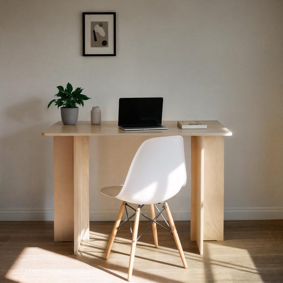 Mid Century Modern Desk, Writing Desk, Plywood Furniture, Office Desk, Plywood Desk, Solid Wood Desk