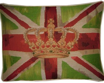 Union Jack Lime Design 1 Oblong Tapestry Cushion Pillow Cover