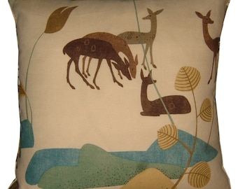 GP & J Baker 'Deer' Cushion Pillow Cover 18" Beige Colourway