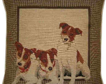 Jack Russell Framed Tapestry Cushion Cover