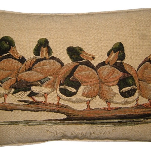 SALE Bad Boys Ducks Oblong Tapestry Cushion Pillow Cover