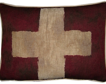 Vintage Swiss Switzerland Flag Tapestry Cushion Pillow Cover