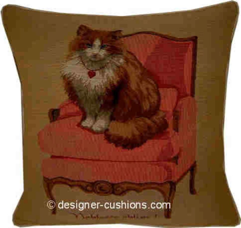 Royal Ginger Cat Noblesse Oblige Tapestry Cushion Cover Sham image 1