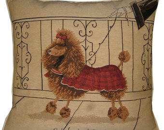 Alex Clark French Poodle Dog Fashion Tapestry Cushion Sham