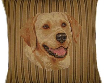 Labrador Head Stripe Tapestry Cushion Cover