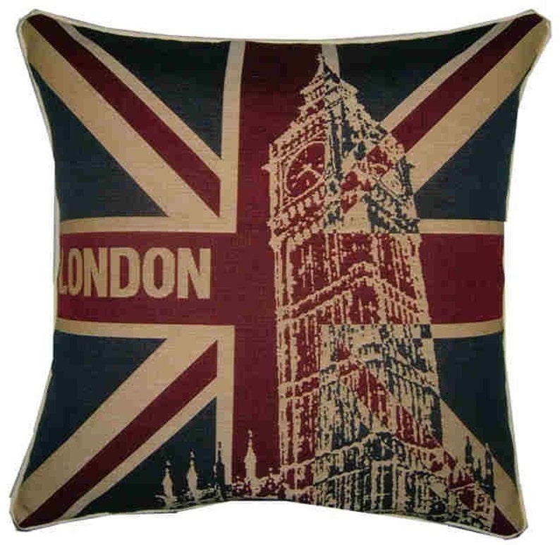 London Big Ben Union Jack Woven Tapestry Cushion Cover Sham Etsy