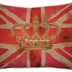 Union Jack Pink Design No 1 Tapestry Cushion Pillow Cover image 1