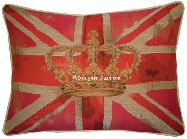 Union Jack Pink Design No 1 Tapestry Cushion Pillow Cover image 1