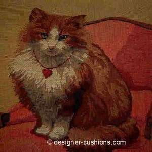 Royal Ginger Cat Noblesse Oblige Tapestry Cushion Cover Sham image 2