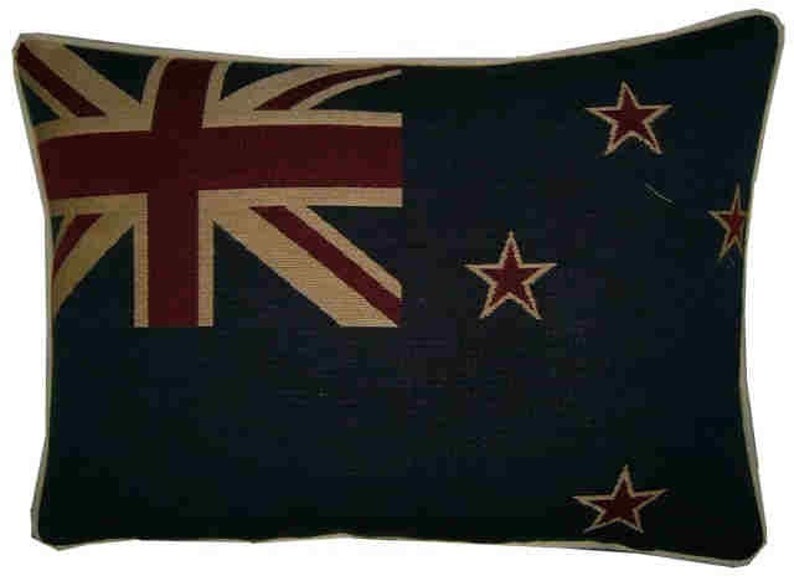 New Zealand Kiwi Flag Woven Tapestry Cushion Pillow Cover image 1