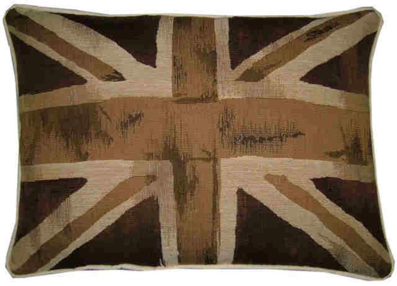 Union Jack Brown Oblong Tapestry Cushion Cover Etsy