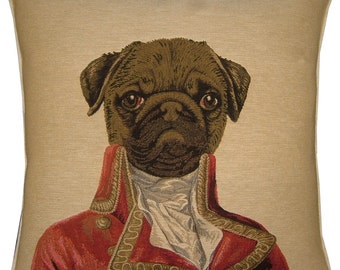 Thierry Poncelet Pug Tapestry Cushion Cover Sham