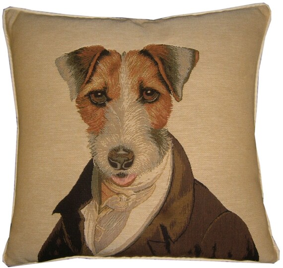 Jacquard Tissé Belge Tapisserie Coussin Oreiller Housse Costume Yorkshire Chien par Th