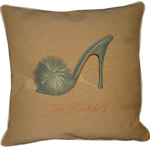 Glamour Fluffy Slipper Tres Bombshell Blue Woven Tapestry Cushion Cover Sham