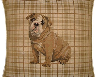 Tartan luz Bulldog tapiz amortiguador cubierta simulada