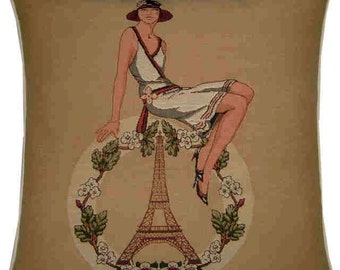 Paris Eiffel Tower Fashion Lady Tapestry Cushion Sham