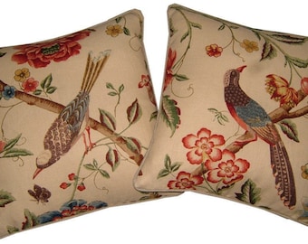 Pair GP & J Baker Elinors Chinese Beige Linen Cushions Covers