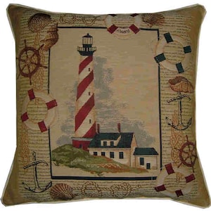 Lighthouse and House Tapestry Cushion Cover Sham