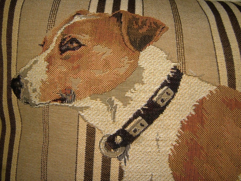 Jack Russell Sitting Stripe Oblong Tapestry Cushion Pillow Cover image 2