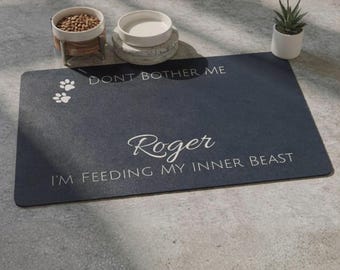 Tapete personalizado para alimentação de cães e gatos, ideal para animais de estimação bagunceiros e mal-humorados.