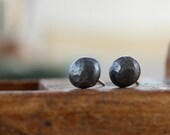 Black sterling silver studs earrings, black studs, Eco friendly earrings,  small studs organic earrings