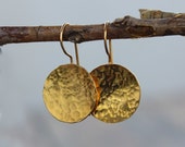 Gold discs  earrings Gold discs dangle earrings 24K golden earrings