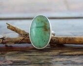 Chrysocolla silver ring, Artisan silver cocktail Ring, Gemstone Ring, statement ring, Sterling silver Ring