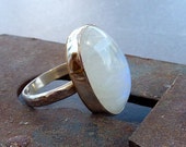 Rainbow Moonstone Ring - Cabochon ring - Bezel ring - Oval ring - Gemstone ring - Gift for her