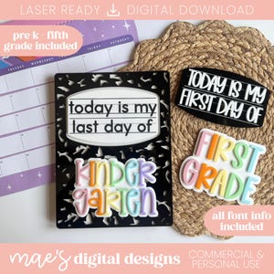 SVG intercambiables de primer/último día de clases, letrero de primer día de clases SVG, letrero de último día de clases SVG, letrero de clase de cuaderno de composición SVG, archivo láser escolar de moda