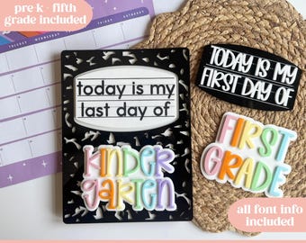 SVG Interchangeable First/Last Day School, First Day of Sign SVG, Last Day of Sign, Comp Notebook Class Sign SVG, Trendy School Laser File