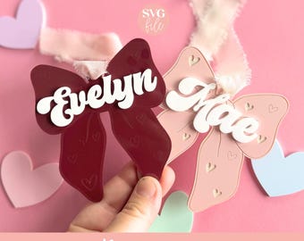 Girly Bow Valentine SVG, Girly Valentine Tag SVG, Heart Bow Valentine Laser File, Girly Valentine SVG, Girly Valentine Laser File