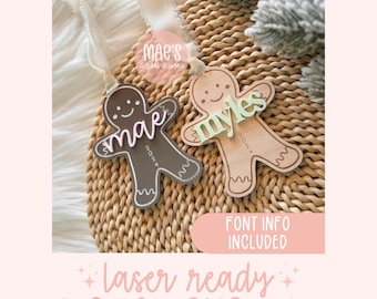 SVG Gingerbread Christmas Ornament, Trendy Christmas Ornament Laser File, Cute Christmas Ornament SVG, Gingerbread Cookie SVG