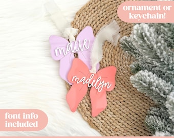 Girly Bow Christmas SVG, Girly Stocking Tag SVG, Pink Christmas Laser File, Girly Christmas SVG, Girly Christmas Laser File
