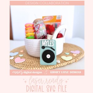Plattenspieler Valentinstag SVG, Vinyl Valentinstag SVG, Retro Valentinstag Korb Tag Laser-Datei, Einzigartige Valentinstag SVG, Junge Valentinstag Laser-Datei