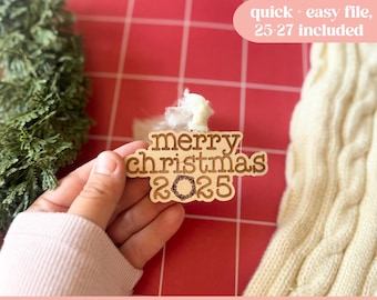 SVG Merry Christmas Ornament, Merry Christmas Ornament Laser File, Simple Christmas SVG, 2025 Christmas Laser File, Merry Christmas 2025 SVG
